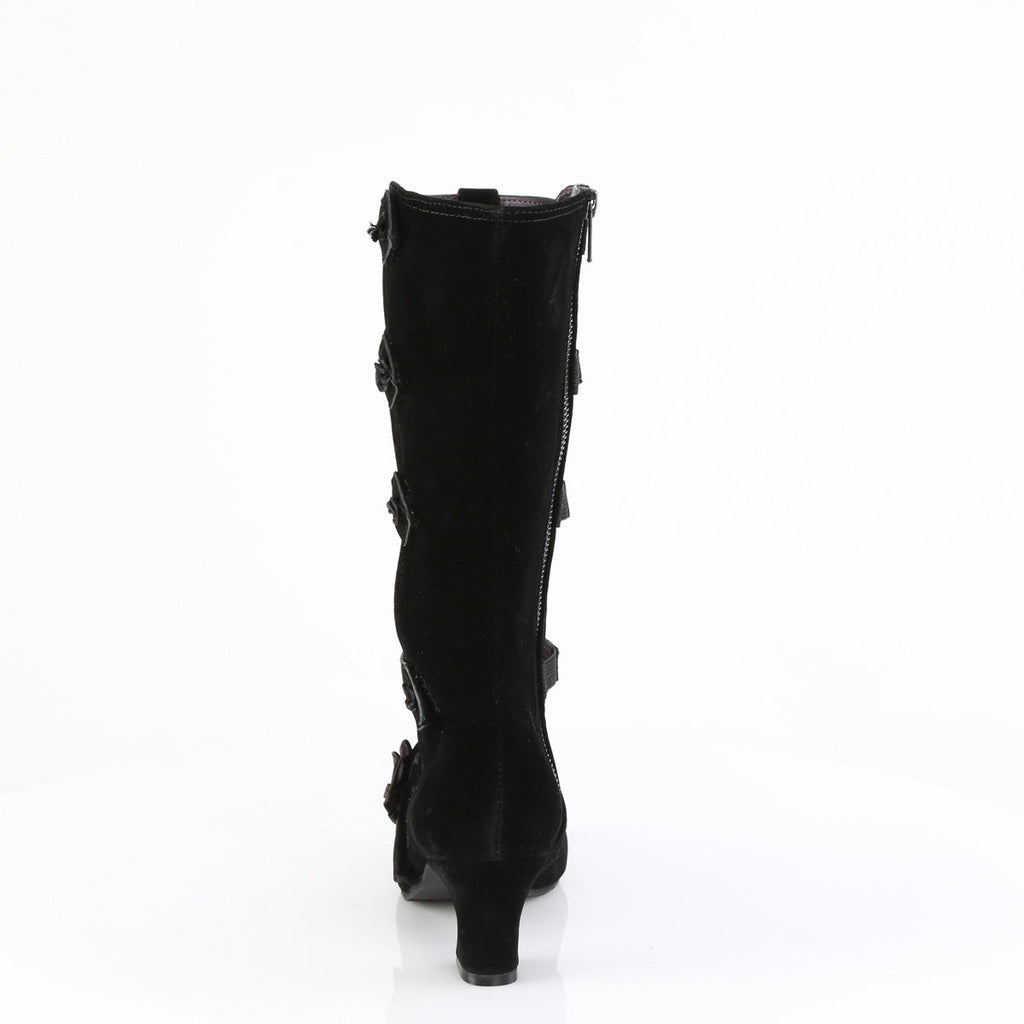 DemoniaCult Women's Mid-Calf & Knee High Boots WHIMSY-118 Blk Vegan Suede