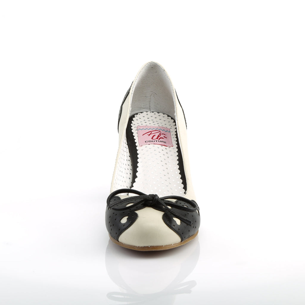 Pin Up Couture Womens Pumps WIGGLE-17 Blk-Cream Faux Leather