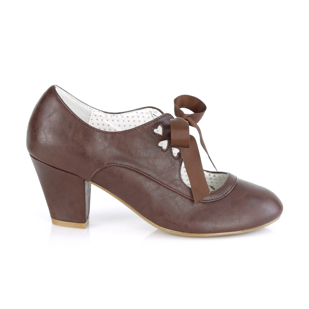 Pin Up Couture Womens Pumps WIGGLE-32 Dark Brown Faux Leather
