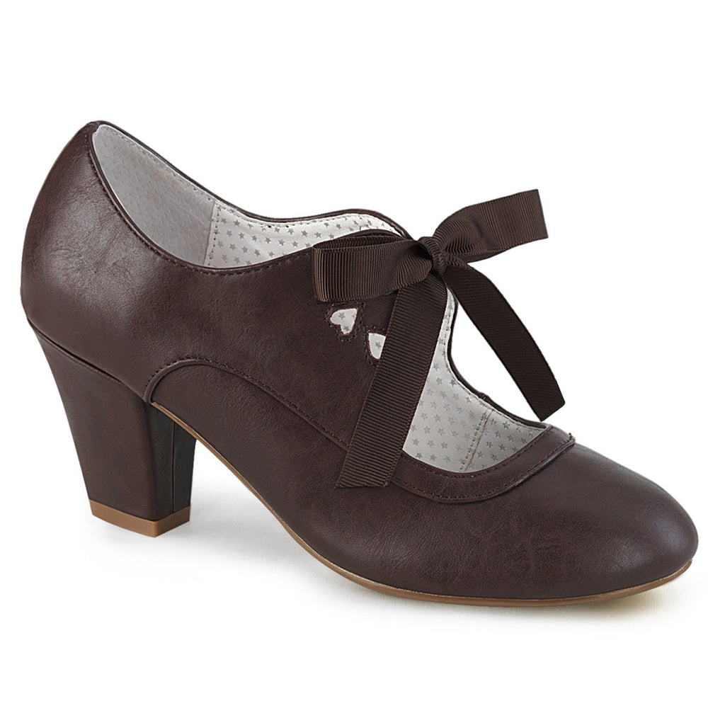 Pin Up Couture Womens Pumps WIGGLE-32 Dark Brown Faux Leather