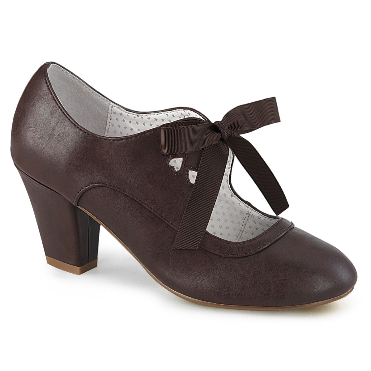 Pin Up Couture Womens Pumps WIGGLE-32 Dark Brown Faux Leather