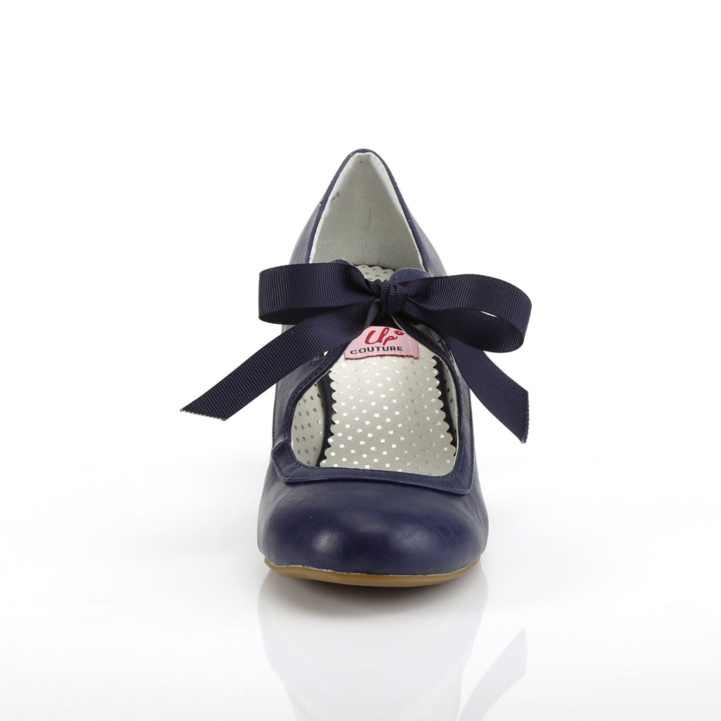 Pin Up Couture Womens Pumps WIGGLE-32 Navy Blue Faux Leather