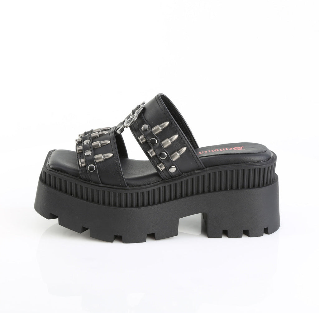 DemoniaCult Women's Sandals WRATH-08 Blk Vegan Leather