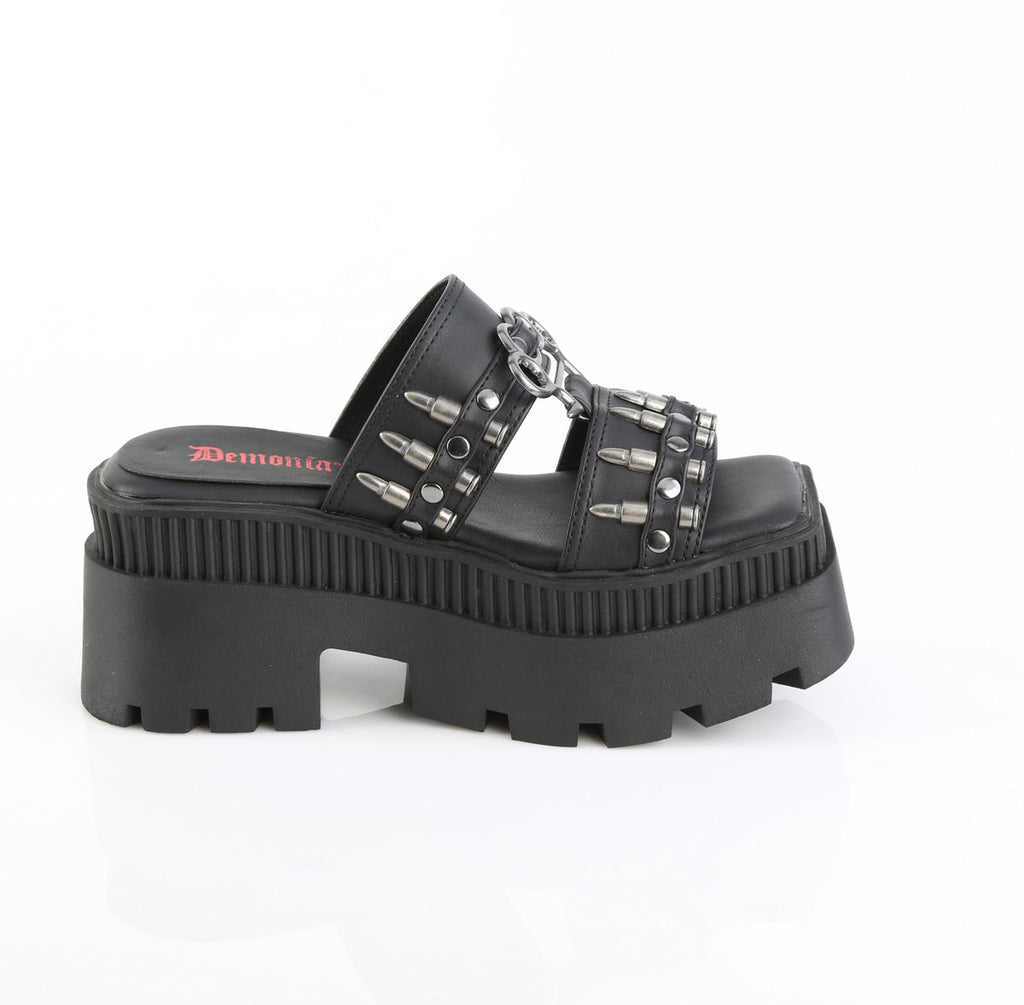 DemoniaCult Women's Sandals WRATH-08 Blk Vegan Leather