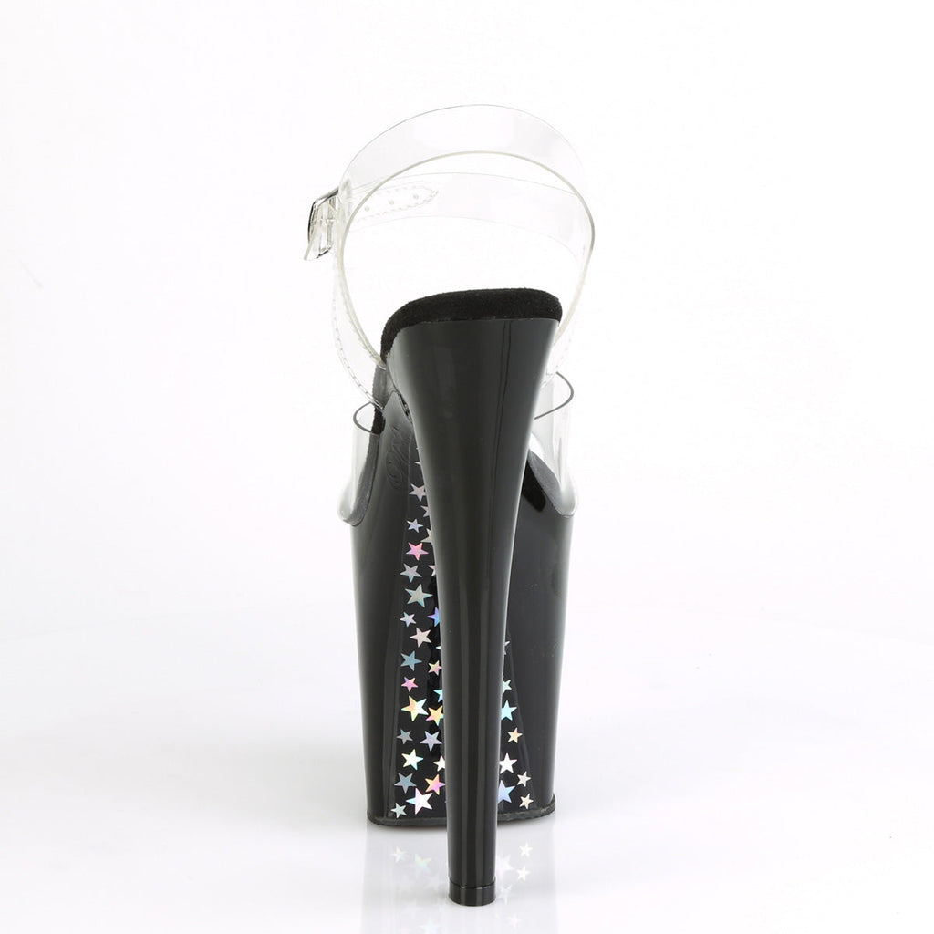 Pleaser Womens Sandals XTREME-808CHS Clr/Blk-Slv Holo.