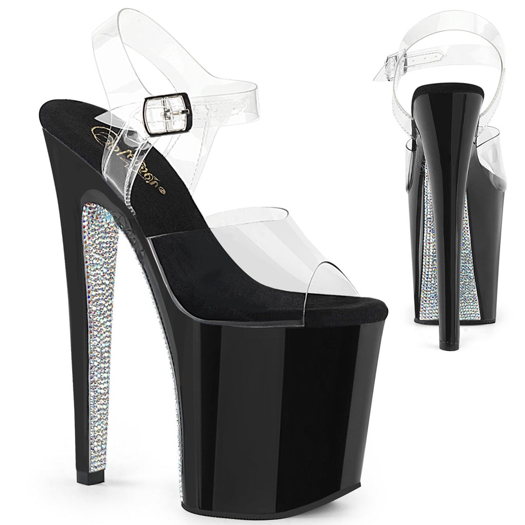 Pleaser Womens Sandals XTREME-808CRS Clr/Blk-Slv RS