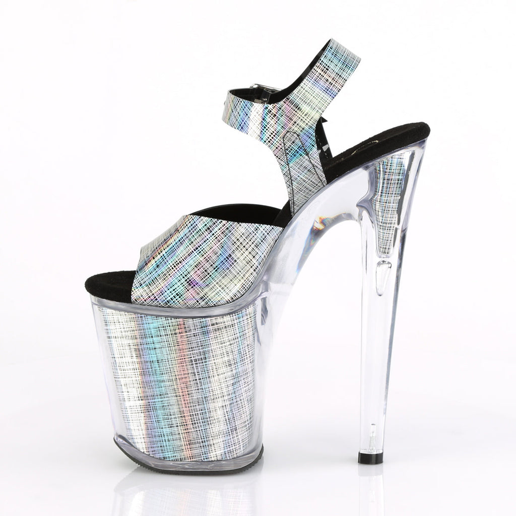 Pleaser Womens Sandals XTREME-808N-CRHM Blk Hologram TPU/Blk Hologram