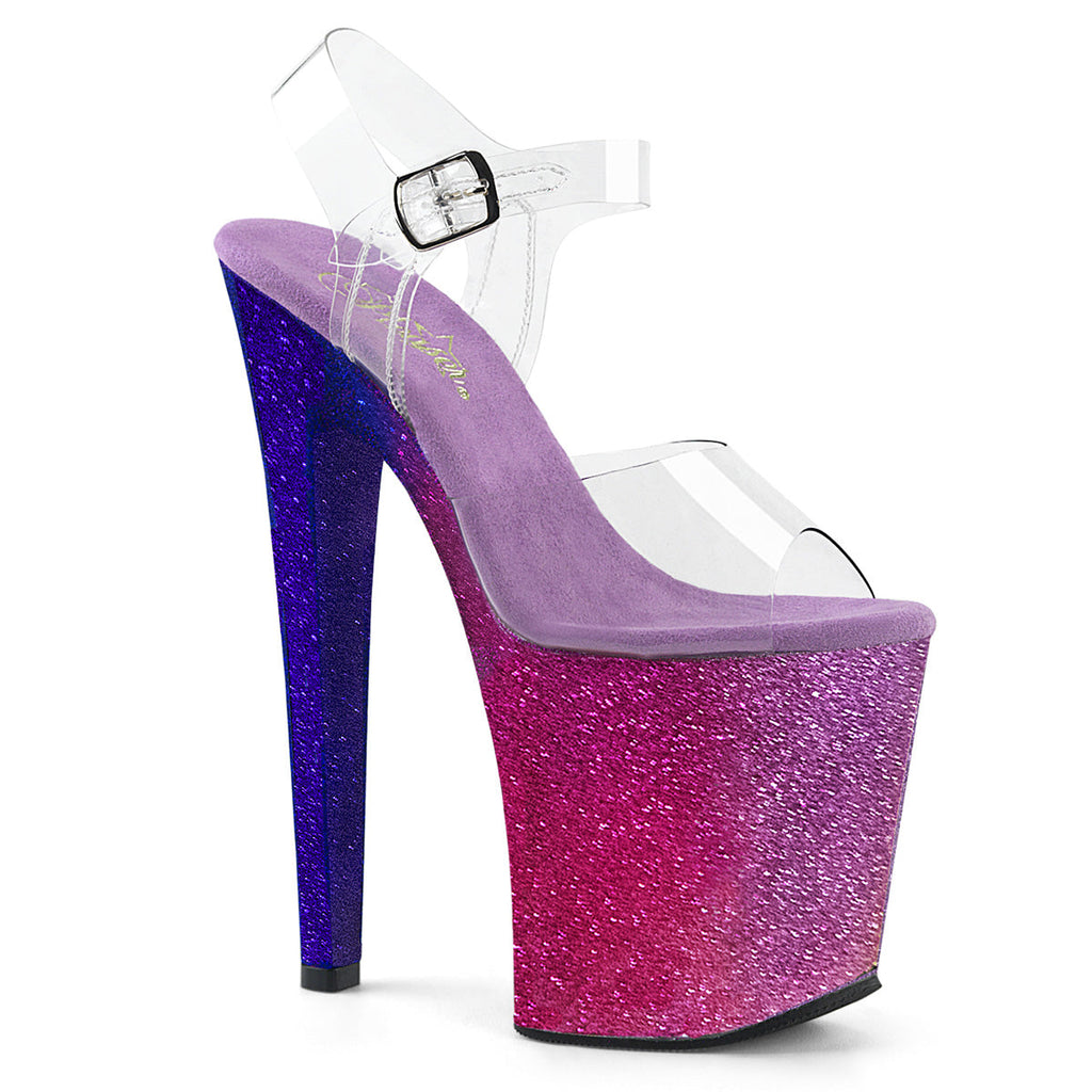 Pleaser Womens Sandals XTREME-808OMBRE Clr/Fuchsia-Blue Ombre