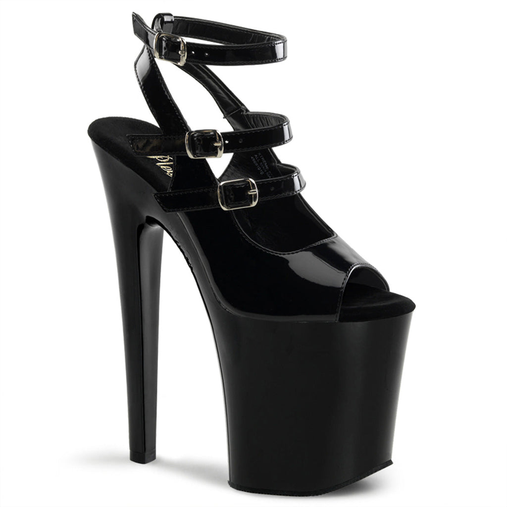 Pleaser Womens Sandals XTREME-873 Blk Pat/Blk